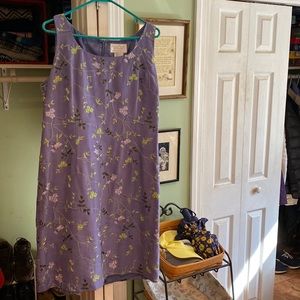 Beautiful Lilac sheath dress with green embroidery